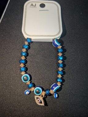 Blue Evil Eye Beaded Bracelet